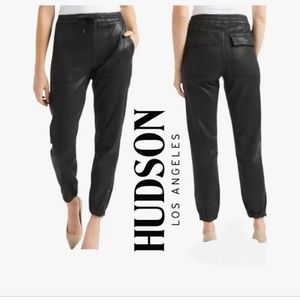 HUDSON BLACK COATED JOGGER UTILITY PANTS ~Large